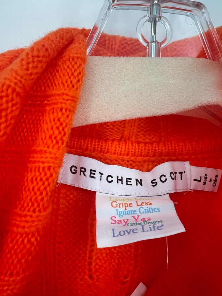 GRETCHEN SCOTT Size L Neon Orange Cowl Neck Sweater NWT