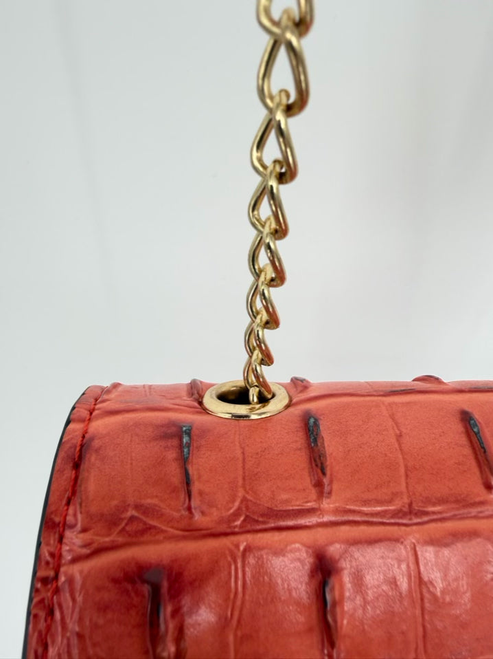 BRAHMIN Orange Leather Embossed Crossbody Bag