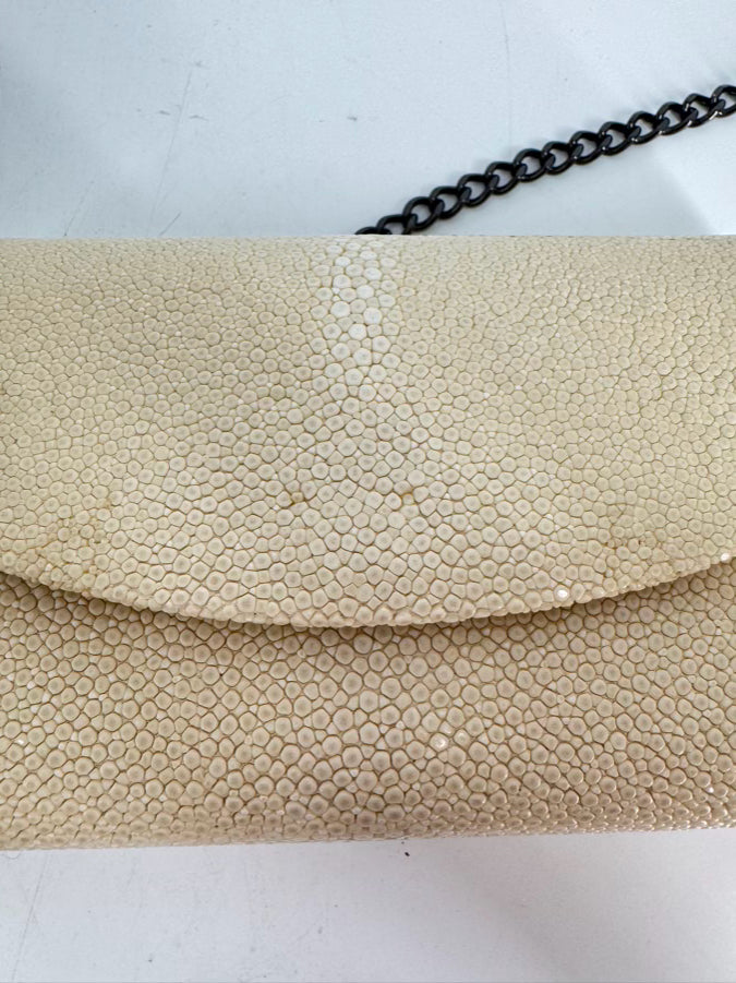 J. MARKELL Cream Leather Stingray Print Crossbody Bag