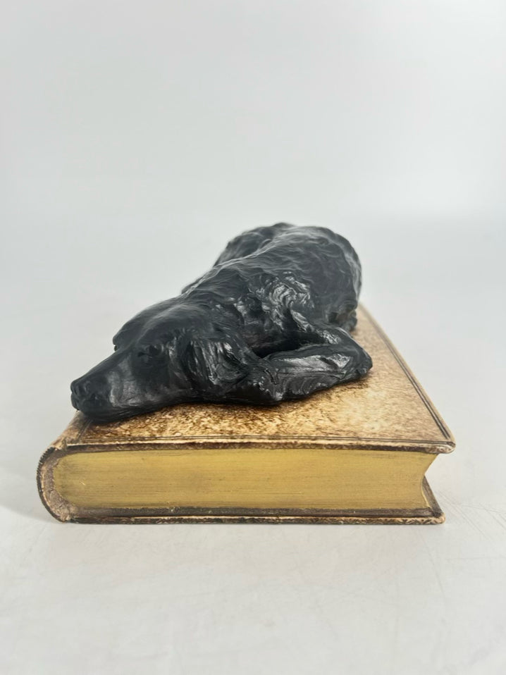 Black & Gold Resin Dog Book Paperweight