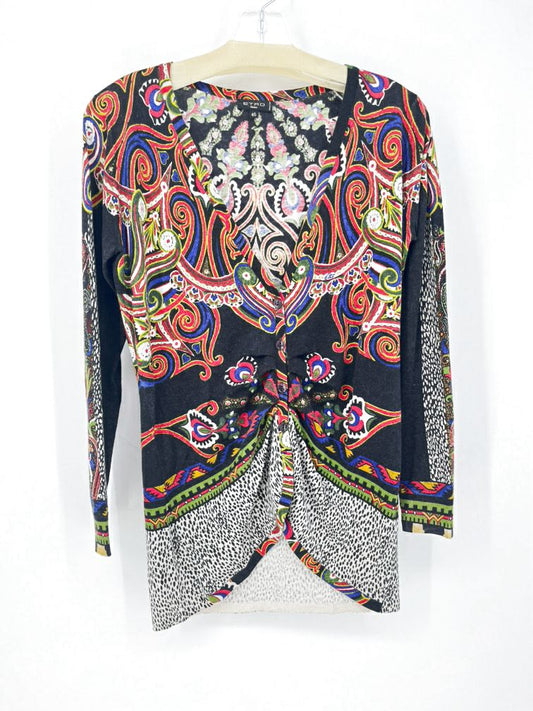ETRO Size 46 Multi-Color Silk & Cashmere Cardigan