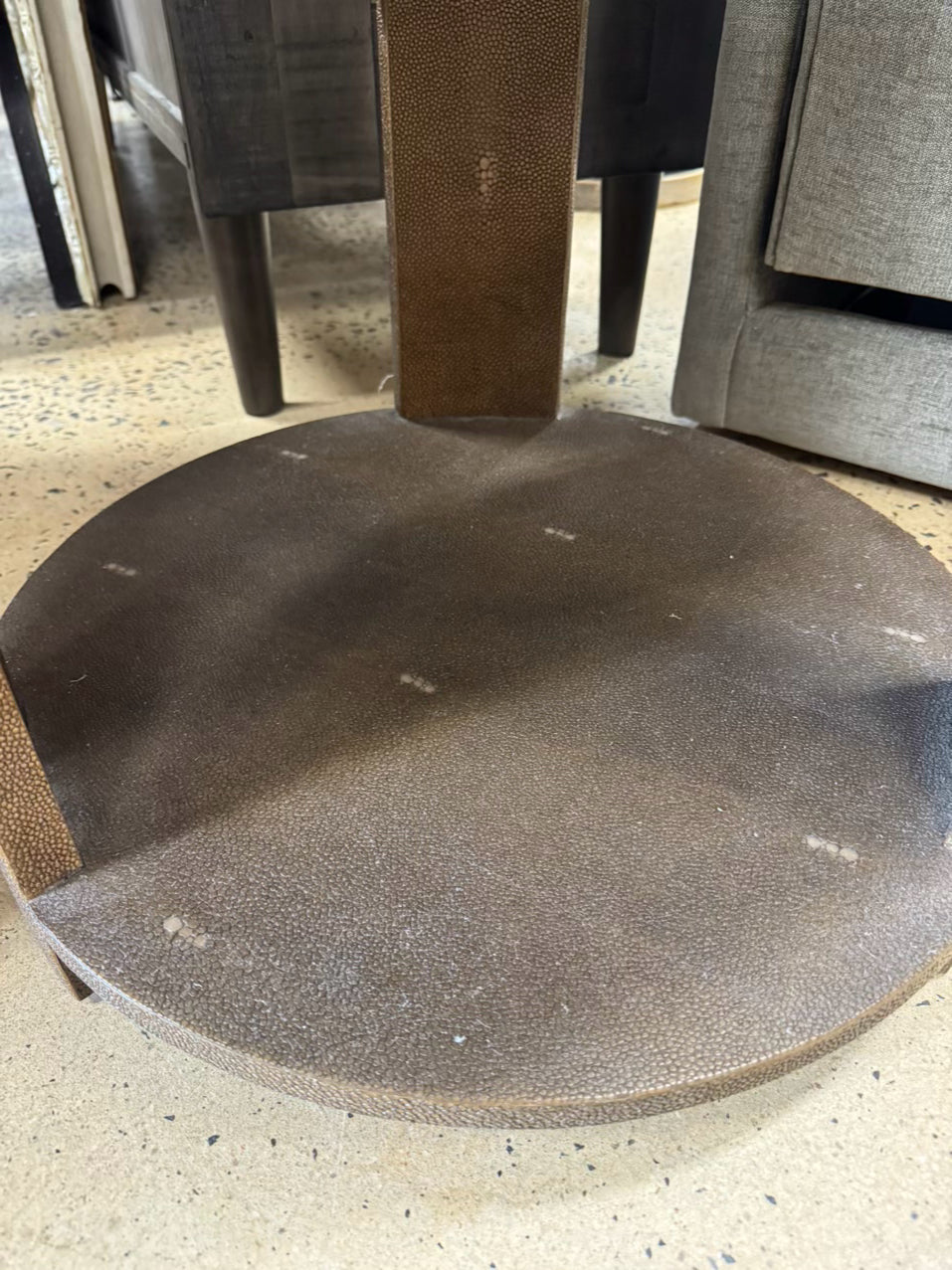 JULIAN CHICHESTER Brown & Silver Faux Shagreen 3-Tier Round Side Table