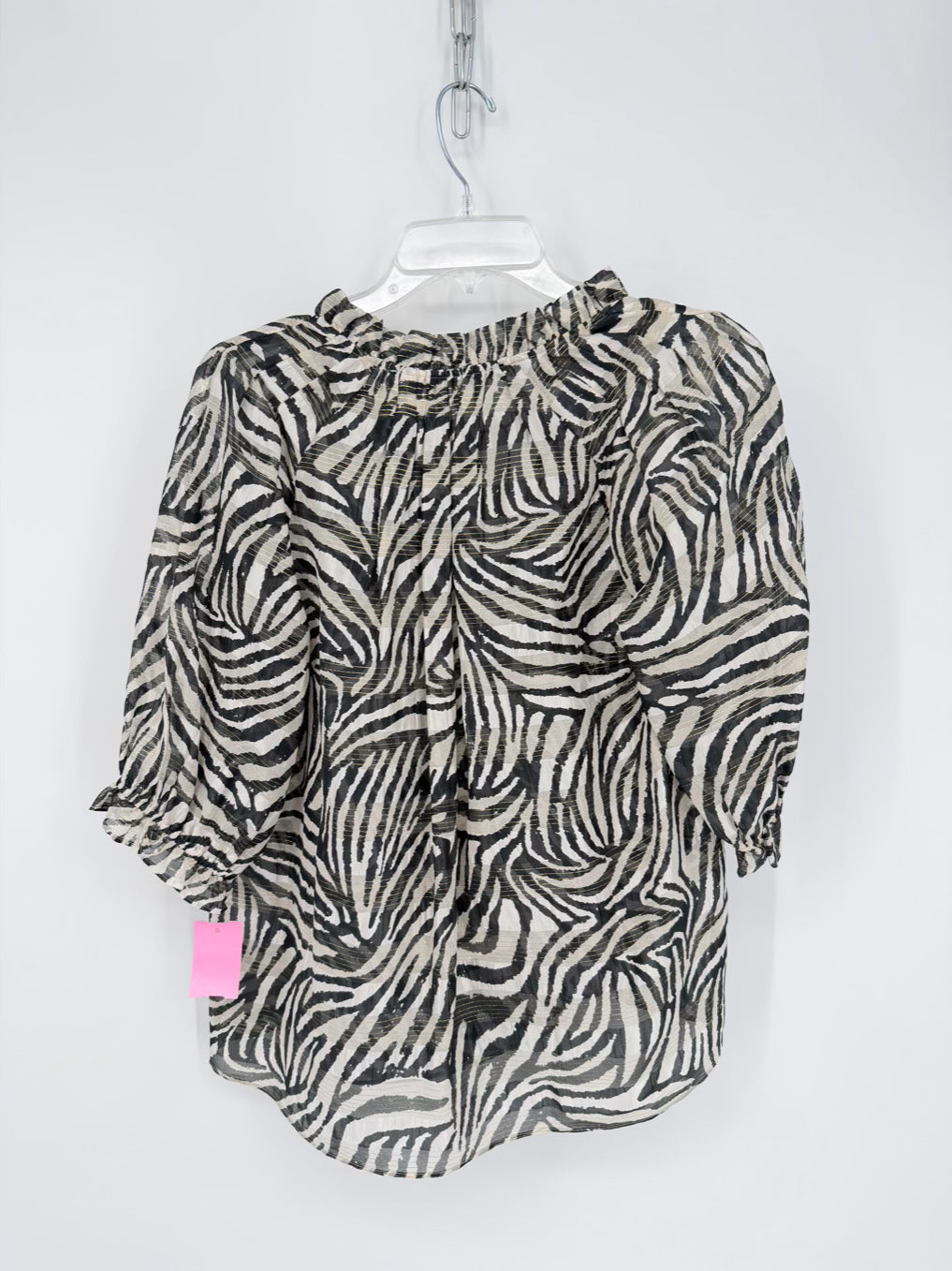 MARIE OLIVER Size S Gray Sheer Print Silk Blouse NWT