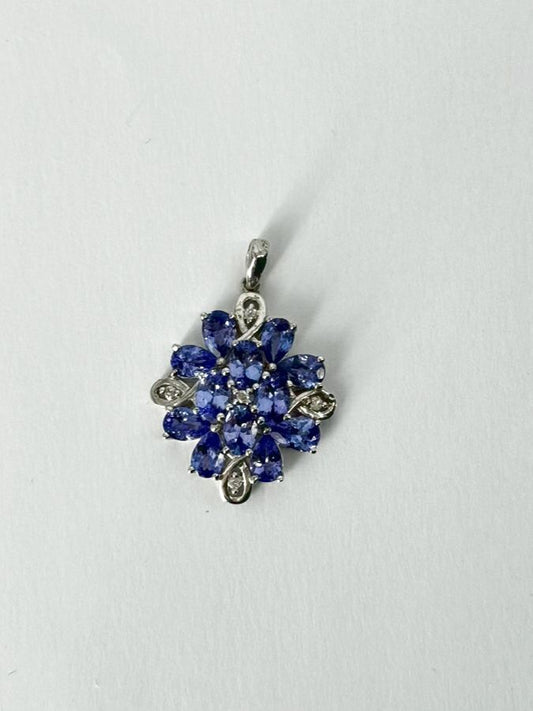 STERLING SILVER Amethyst & Diamond Pendant