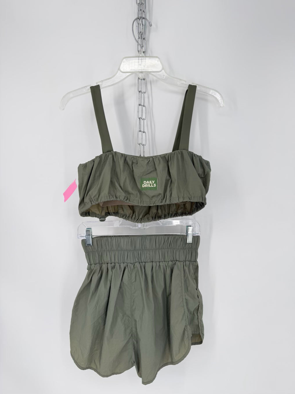 DAILY DRILLS Wmn's Size XS/M Olive Shorts 2 Piece Set