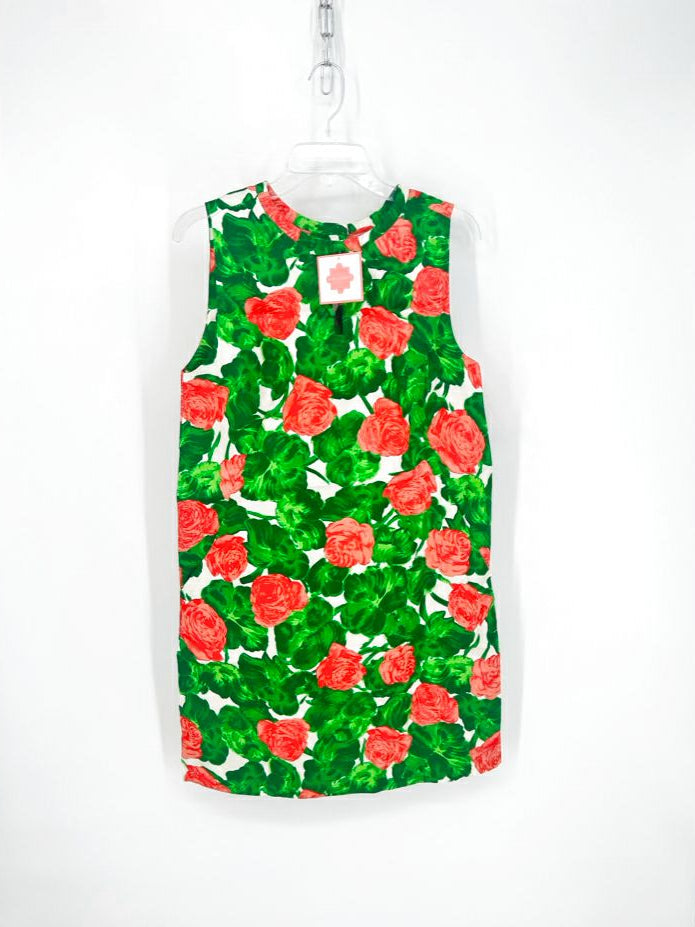 JANE SUMMERS Size 8 Green & Coral Print Sleeveless Dress NWT