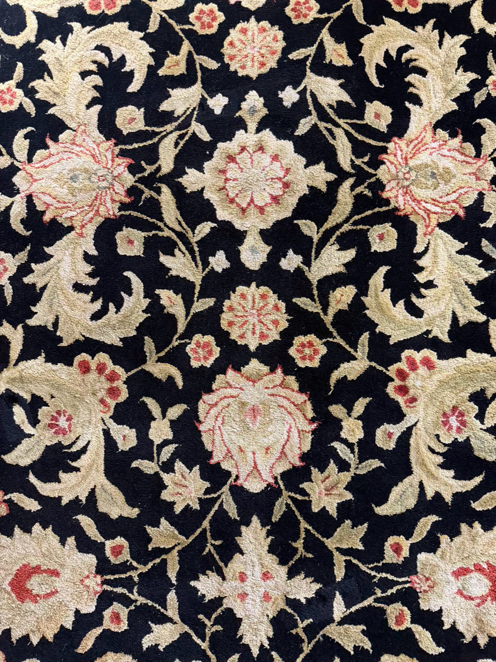 Black, Rust & Cream Floral Area Rug