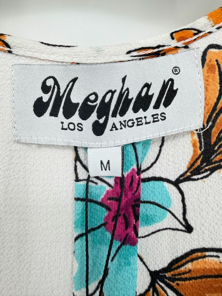 MEGHAN LOS ANGELES Size M Bone Print Floral Maxi-Dress NWT