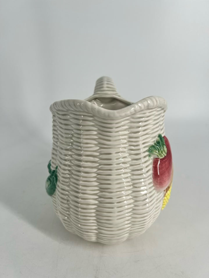 FITZ & FLOYD White, Green & Red Ceramic Vegetable Pitcher