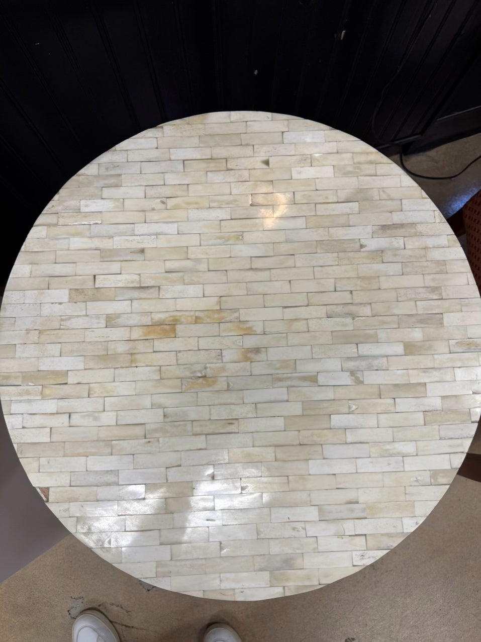Cream Bone Inlay Round Occasional Table