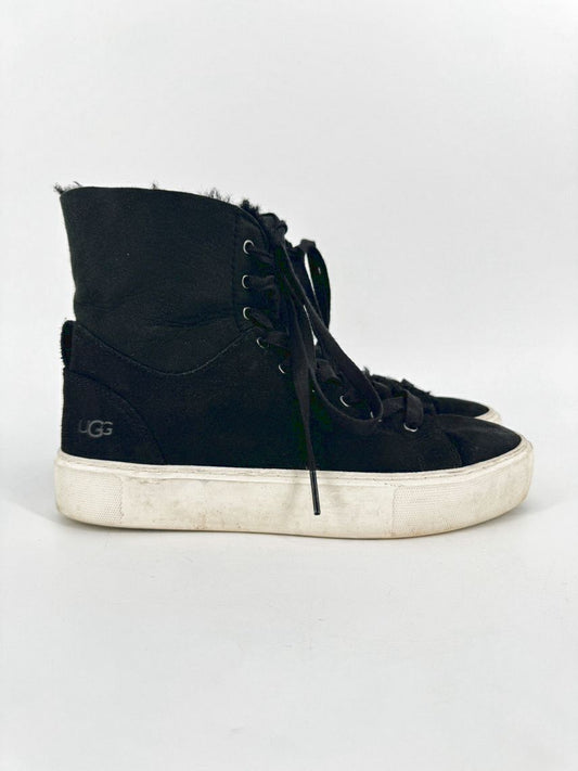 UGG Size 8 Black Suede Beven High Top Sneakers