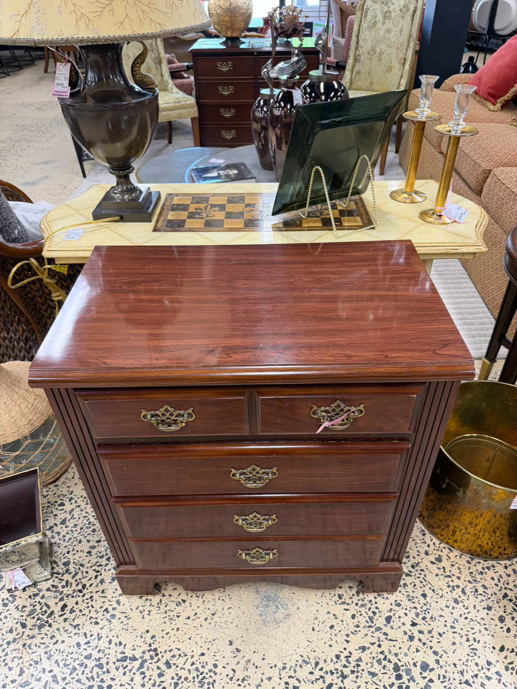 Dark Brown Wood 3 Drawer Chest