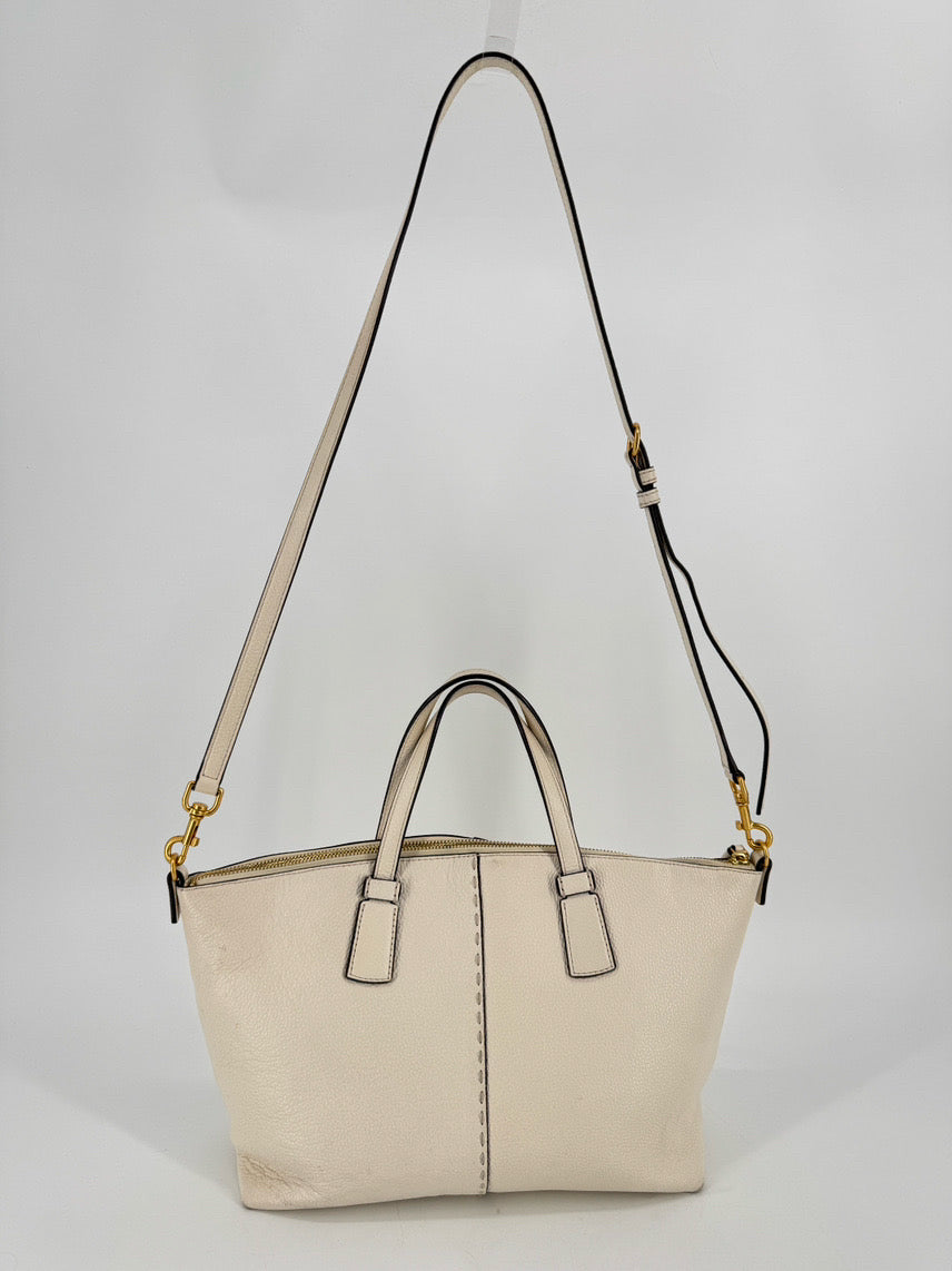 TORY BURCH Cream Leather Purse