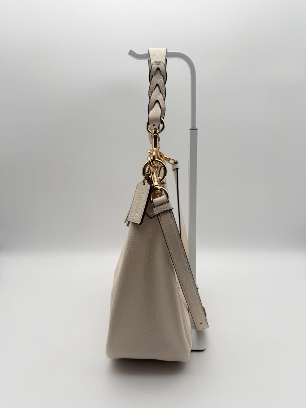 COACH Jules Cream Leather Hobo Bag
