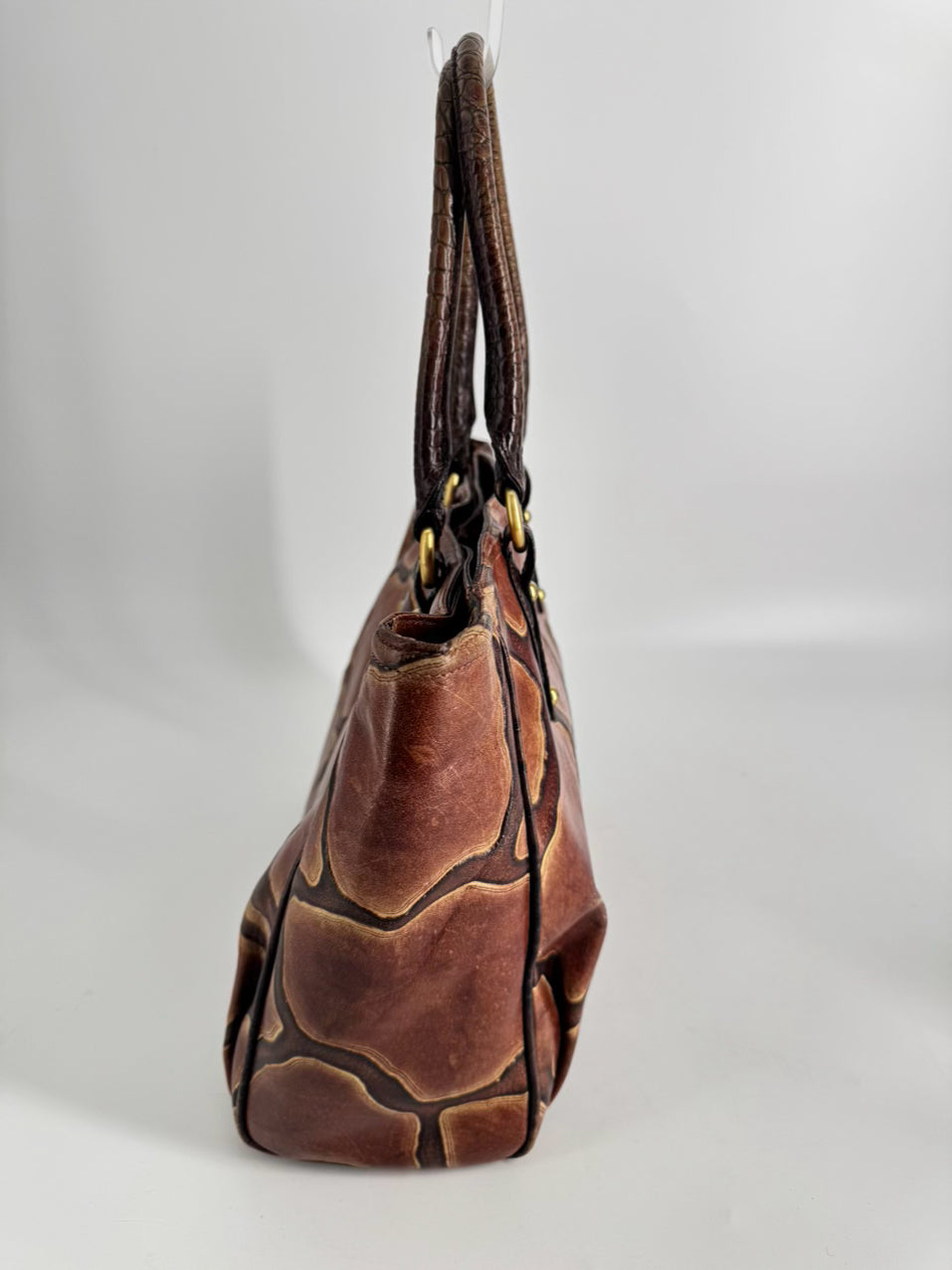 BRAHMIN Brown Leather Giraffe Print Purse