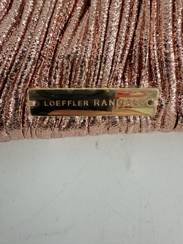 LOEFFLER RANDALL Rose Gold Fabric Crinkle Evening Bag