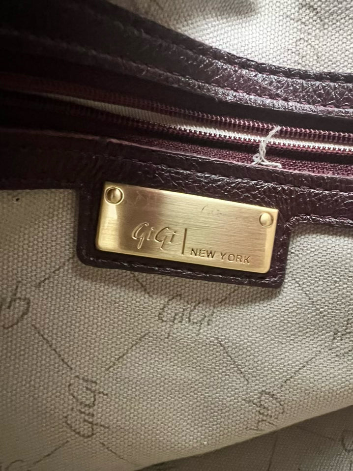 GIGI NEW YORK Wine Leather Hobo Bag