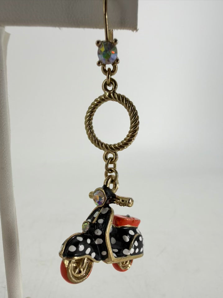 BETSY JOHNSON Black & Gold Mod Collection Polka Dot Moped Necklace & Earring Set