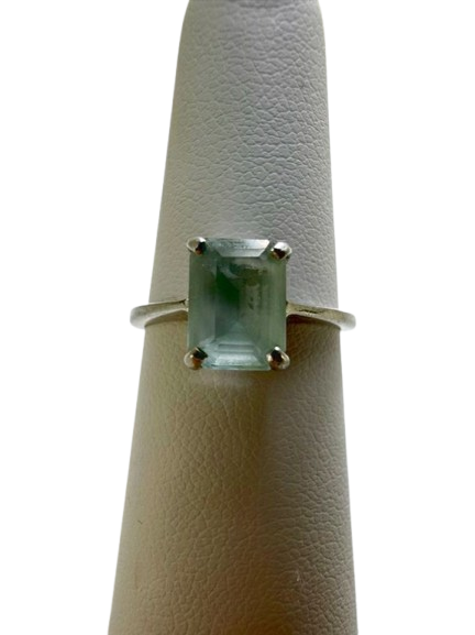 Platinum Aquamarine Emerald Cut Ring
