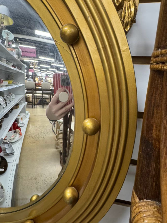 STROUPE MIRROR CO. Gold Wood Federal Eagle Convex Mirror