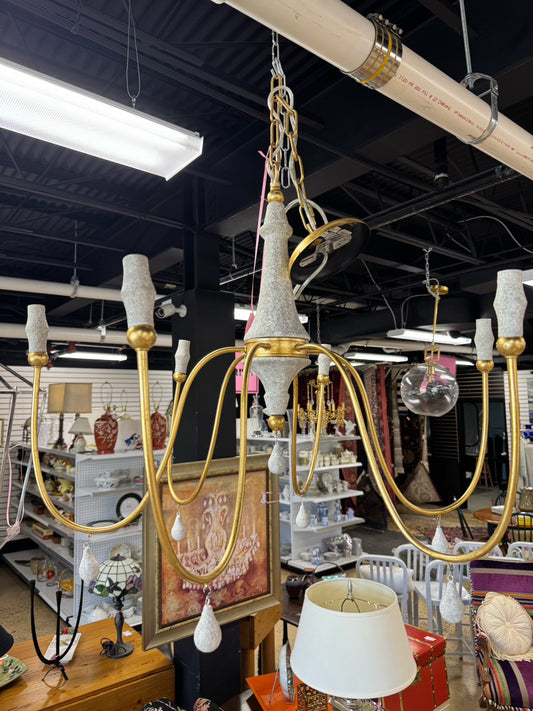 PERIGOLD Gold & Clay Teardrop Detail 6-Arm Chandelier