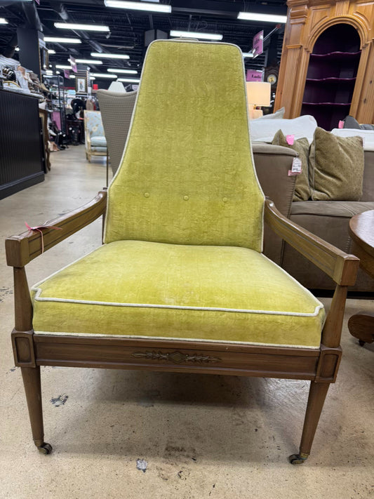 Wood & Velvet Chartreuse Mid Century Chair