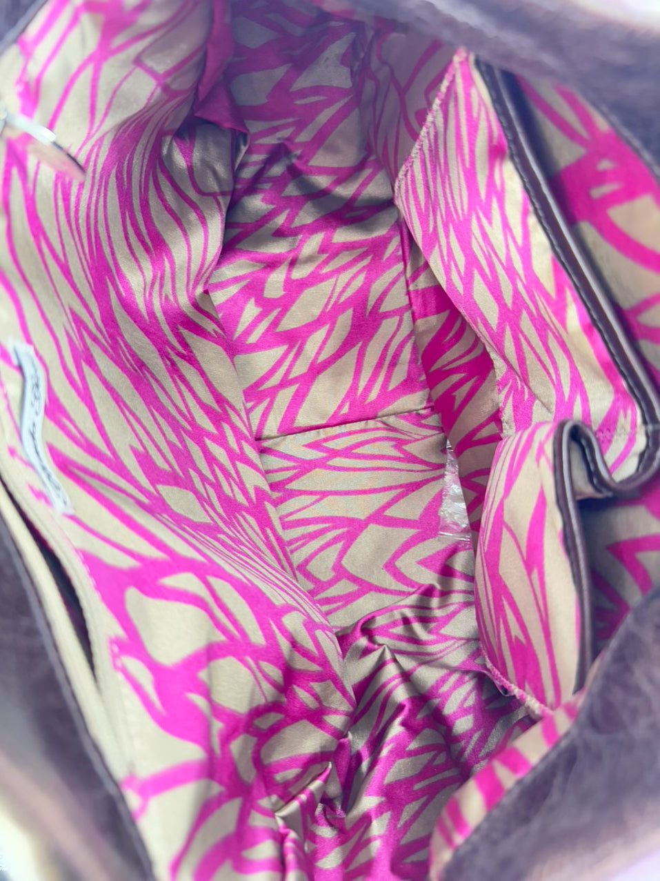 GLENDA GIES Purple & Brown Floral Velvet & Leather Purse