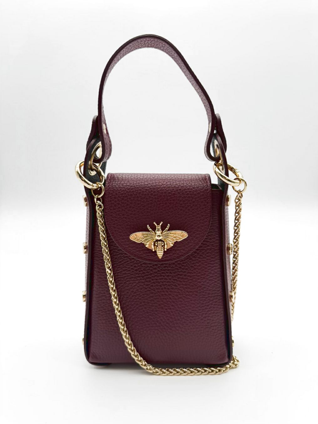 Burgundy Leather Bumblebee Crossbody Bag