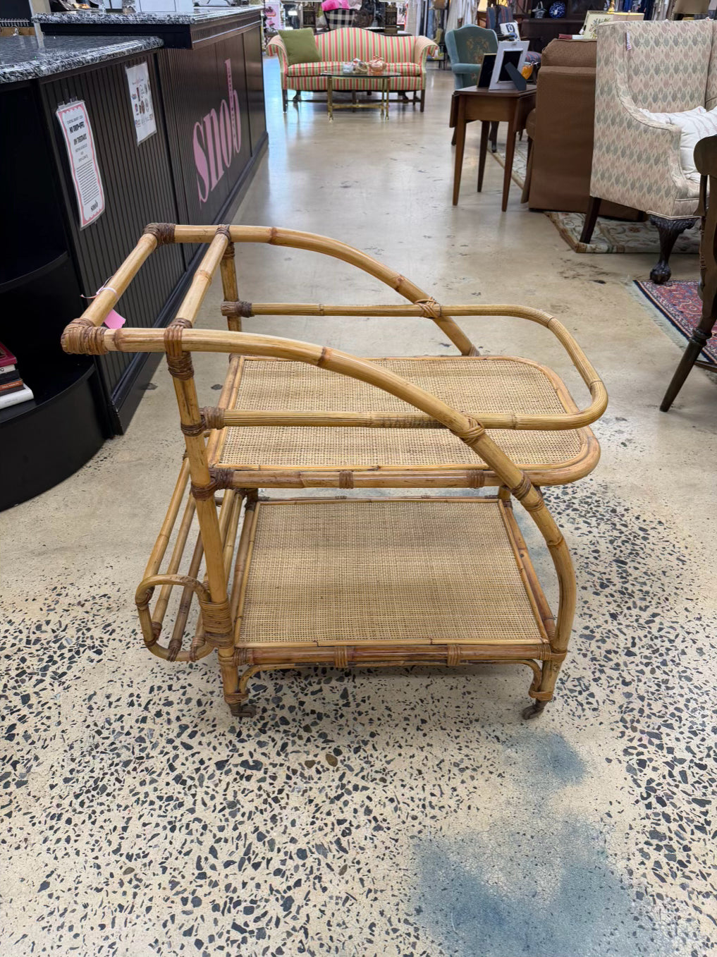 SAFAVICH Light Bamboo Bar Cart