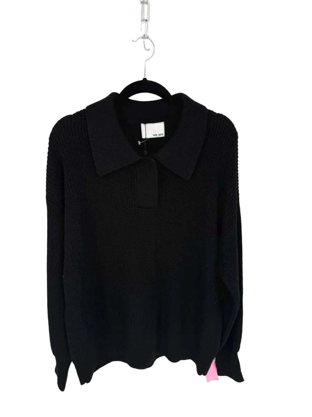 WE-AR4 Wmn's Size L Black Wool Collared Sweater
