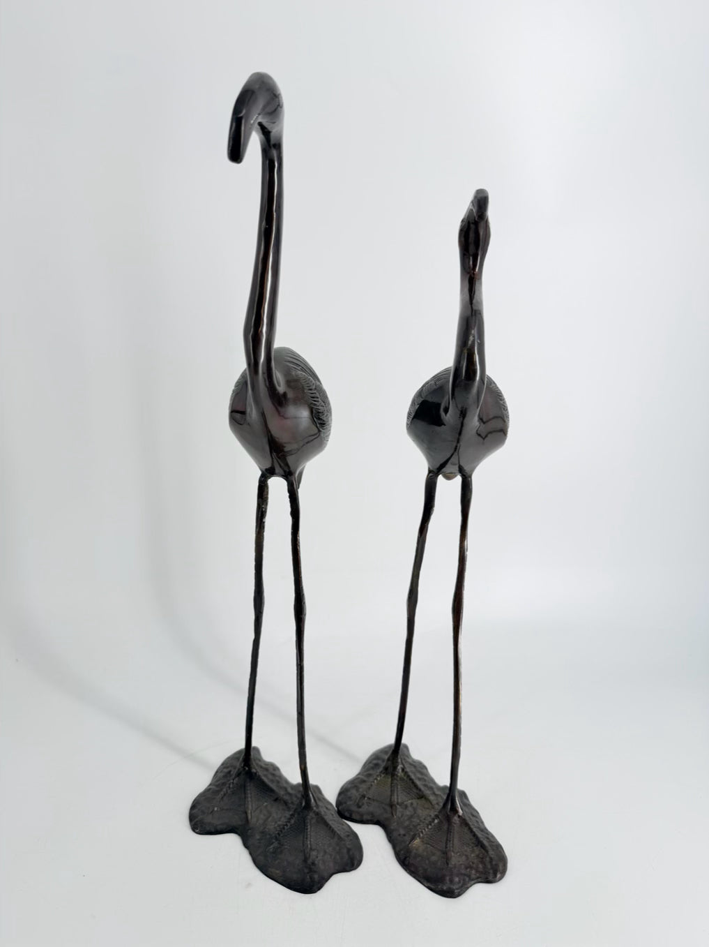 Gray Metal Pair Of Herons Figures