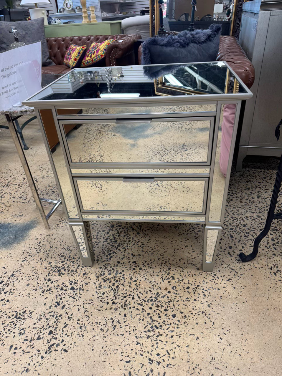 Mirrored 2-Drawer End Table