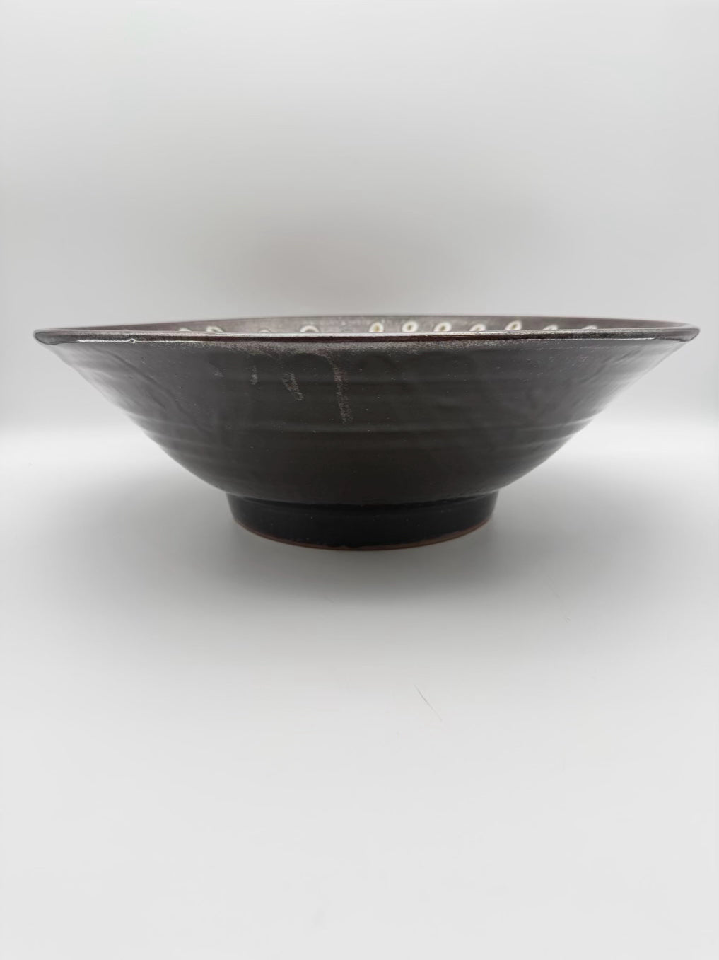 Brown & White Large Pottery Bowl