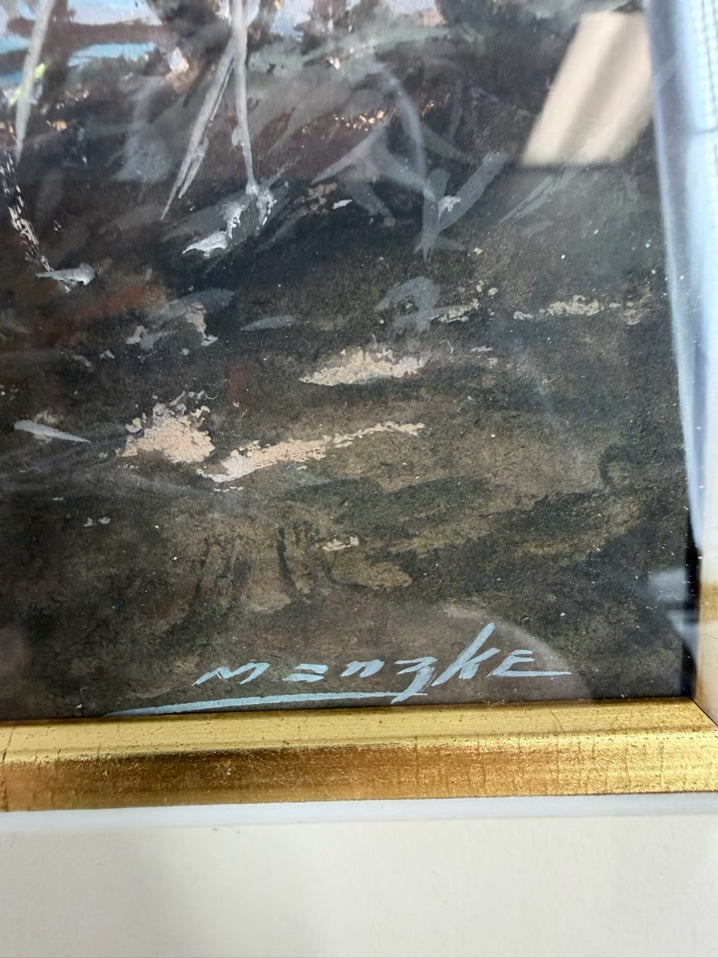 MANZKE Coastal Landscape Painting in Gold Frame