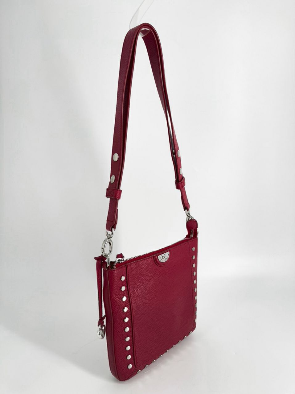 BRIGHTON Red & Silver Leather Crossbody Bag