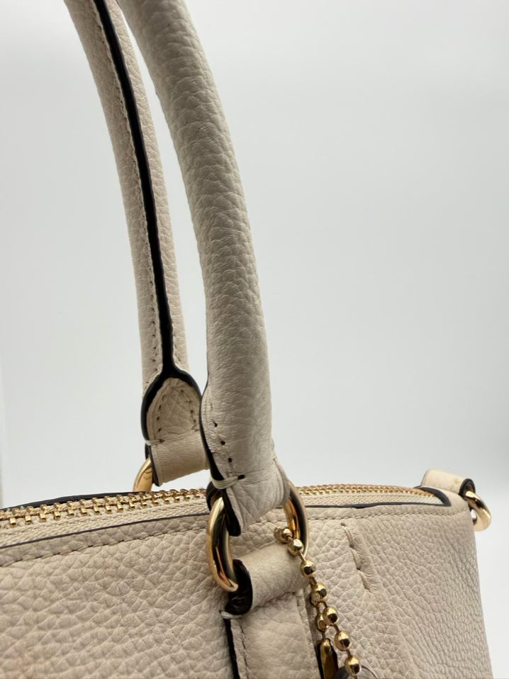 COACH Elise Satchel Cream Leather Purse