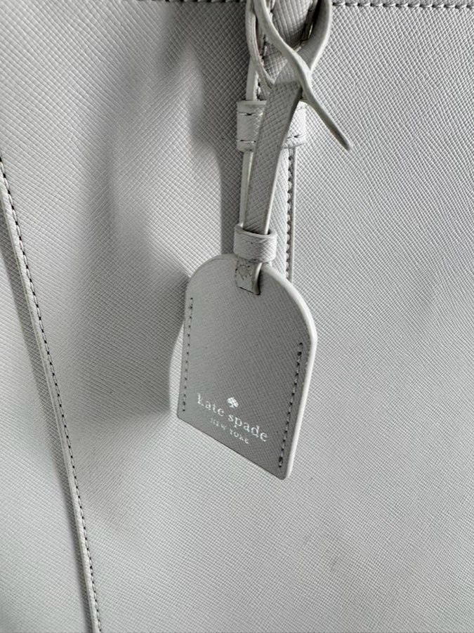 KATE SPADE Gray Leather Tote Bag
