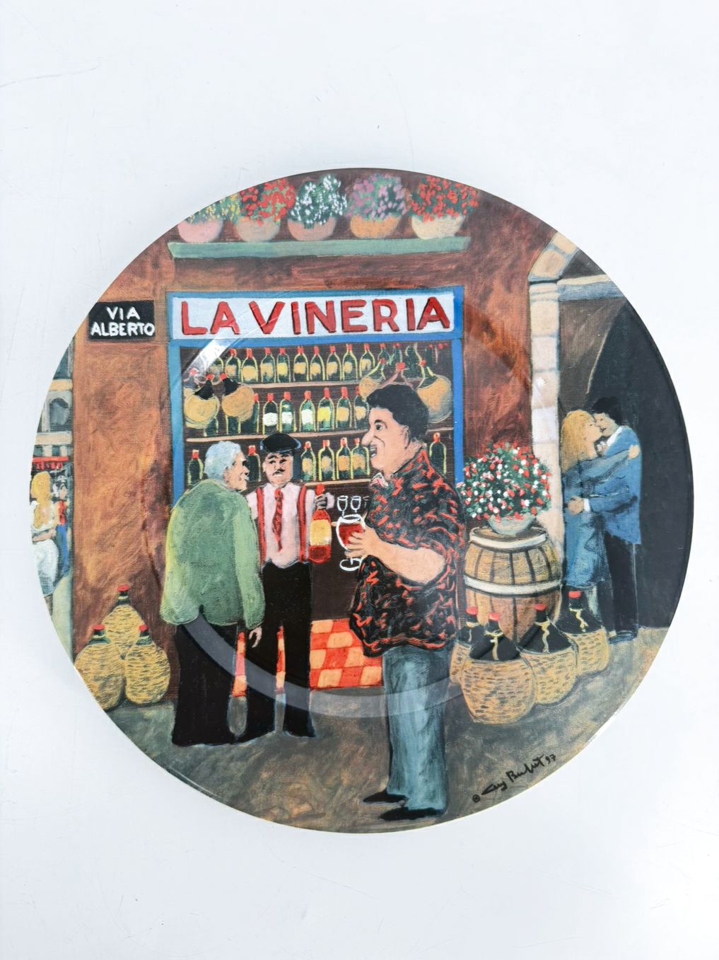 GUY BUFFET Multi Colored Ceramic Tuscan Storefronts Plate Setting For 6