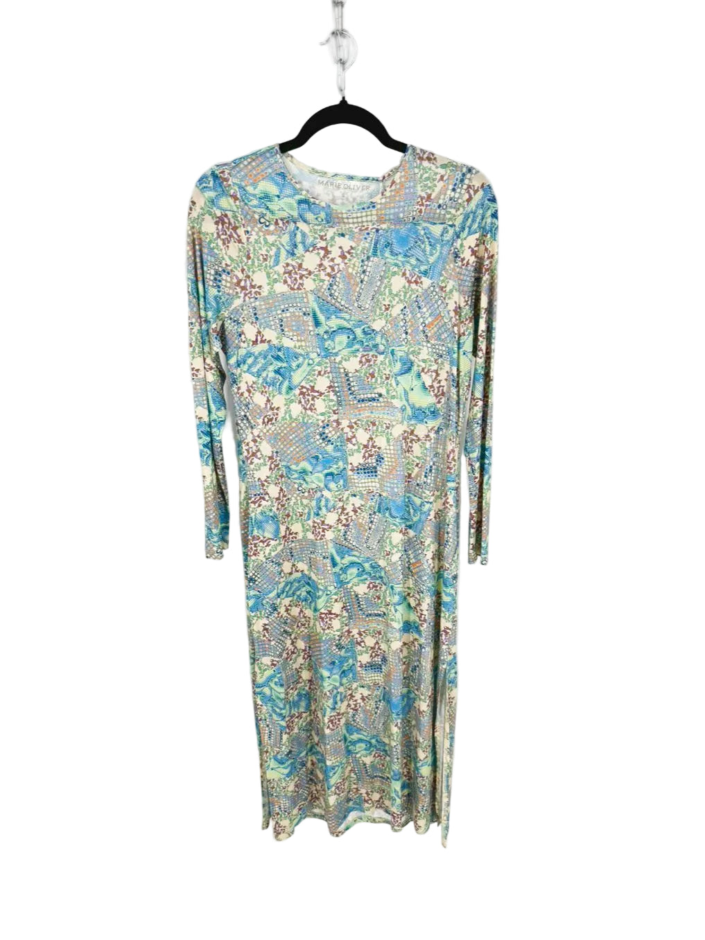 MARIE OLIVER Wmn's Size S Teal & Beige Print Maxi-Dress NWT
