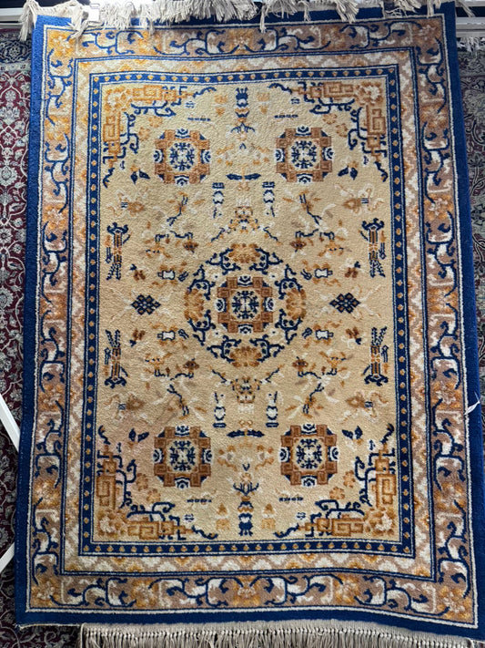 Gold Oriental Wool Area Rug