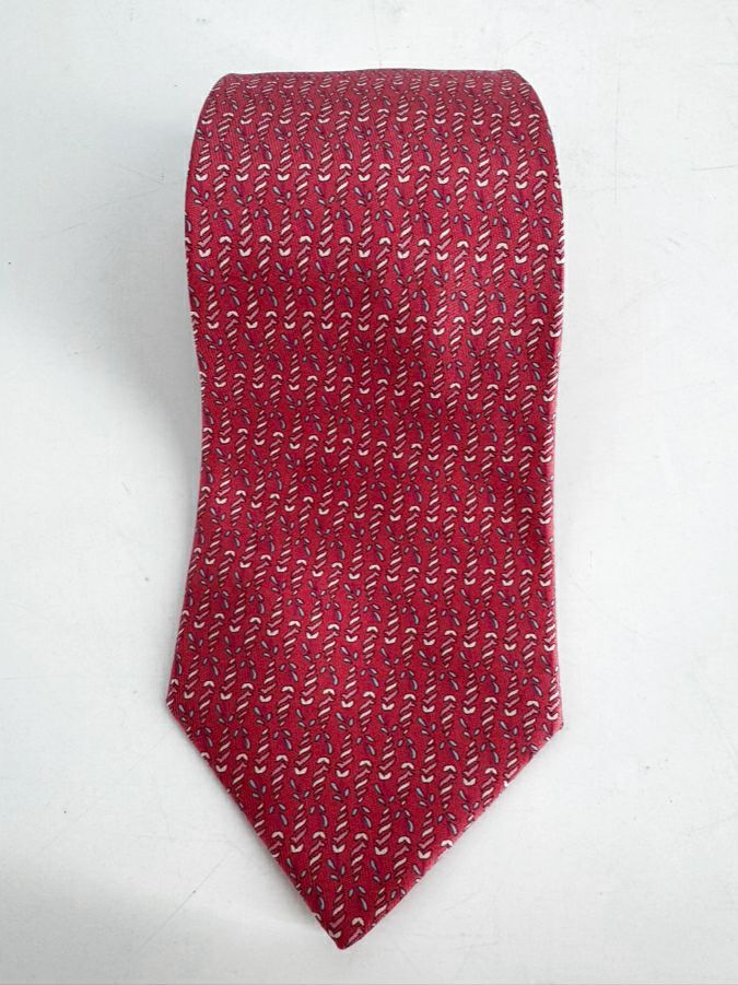 SALVATORE FERRAGAMO Peach Print Silk Tie