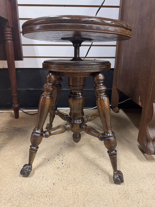 Wood Round Ball & Claw Feet Piano Stool