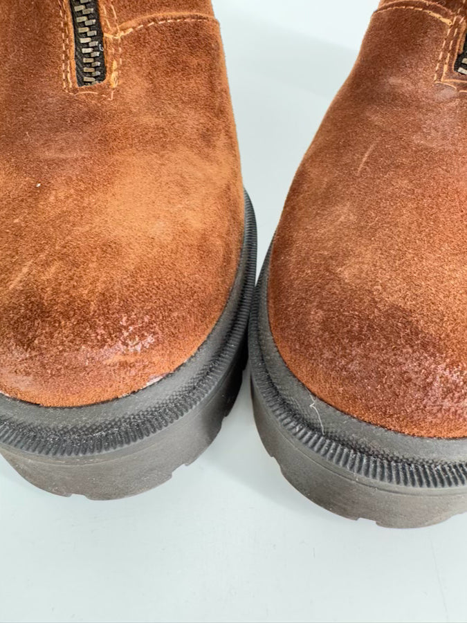 EMANUELE CASTRO Size 9 Chestnut Leather & Suede Booties