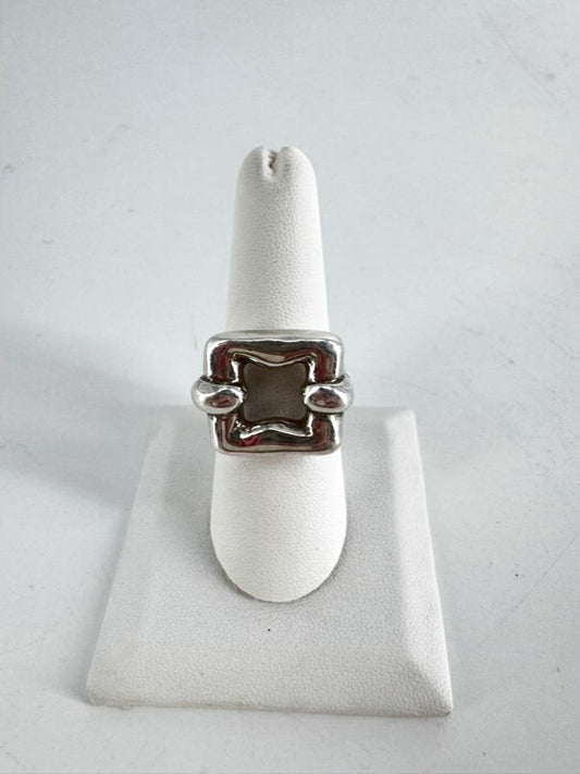 UNO DE 50 Silver Tone Chunky Buckle Ring