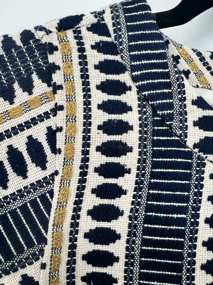 RENATA by RENATA GASPARIAN Size XS Navy & Gold Knit Top NWT