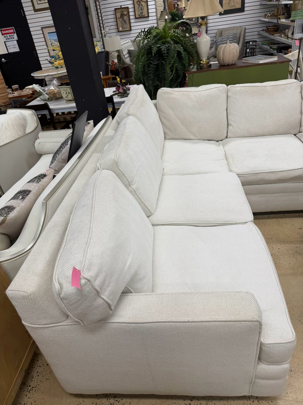 JACKSON CARTER FURNITURE Ivory Tweed Look Sectional Sofa