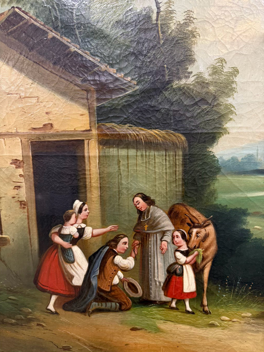 Trumeau Mirror w/ Country Oil Panting Scene