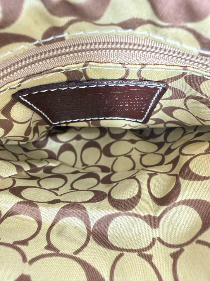 COACH Brown & Red Leather Patchwork Crossbody Bag