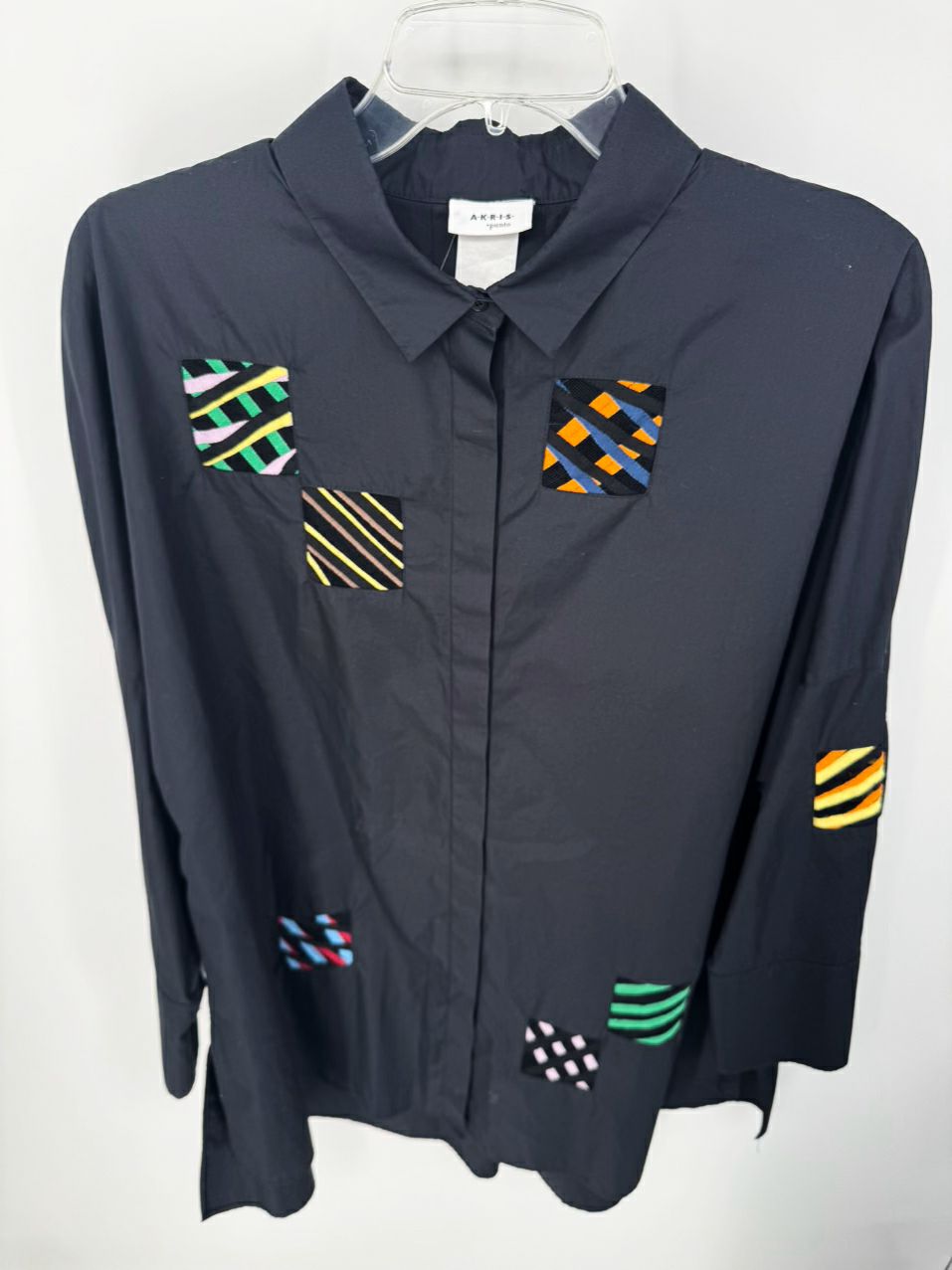 AKRIS Size 18 Black Patches Blouse