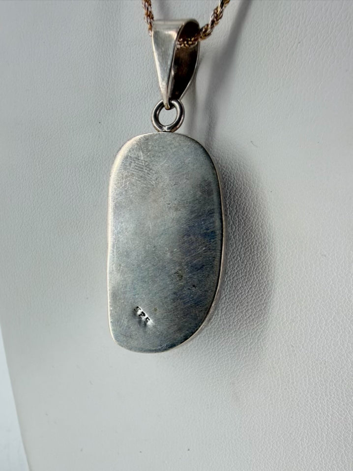 STERLING SILVER Blue Opal Abstract Necklace